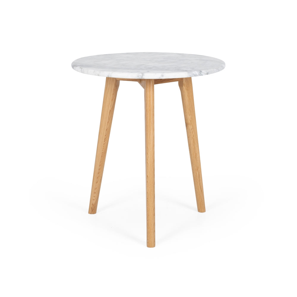 Radius Marble Side Table Oak Legs