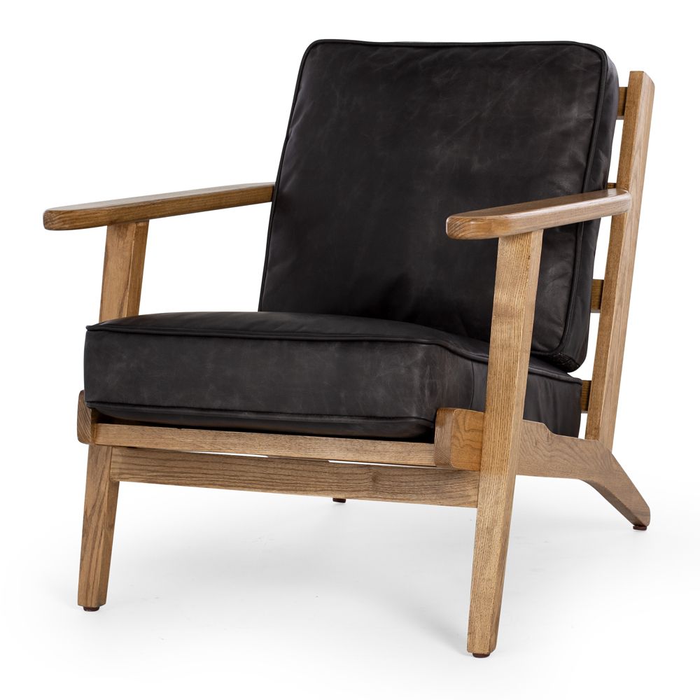 Hudson Armchair - Black Leather