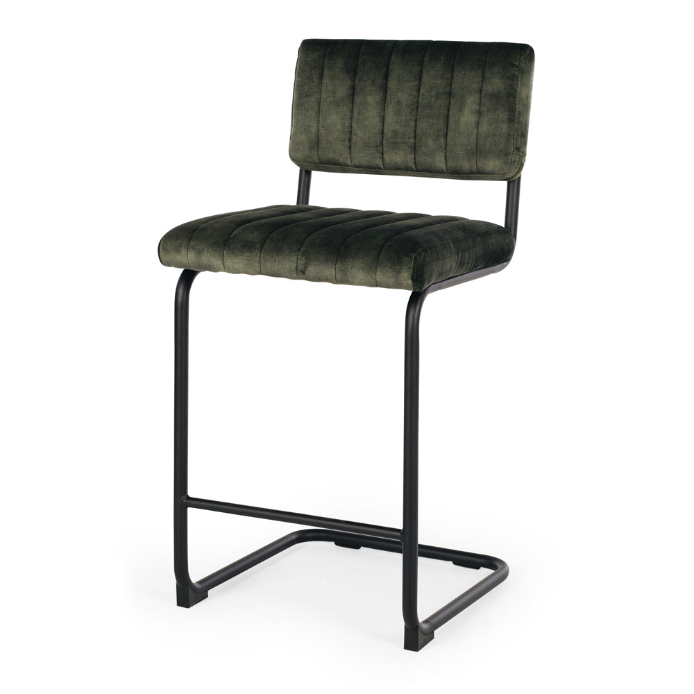 Halo Barstool Velvet Moss Green