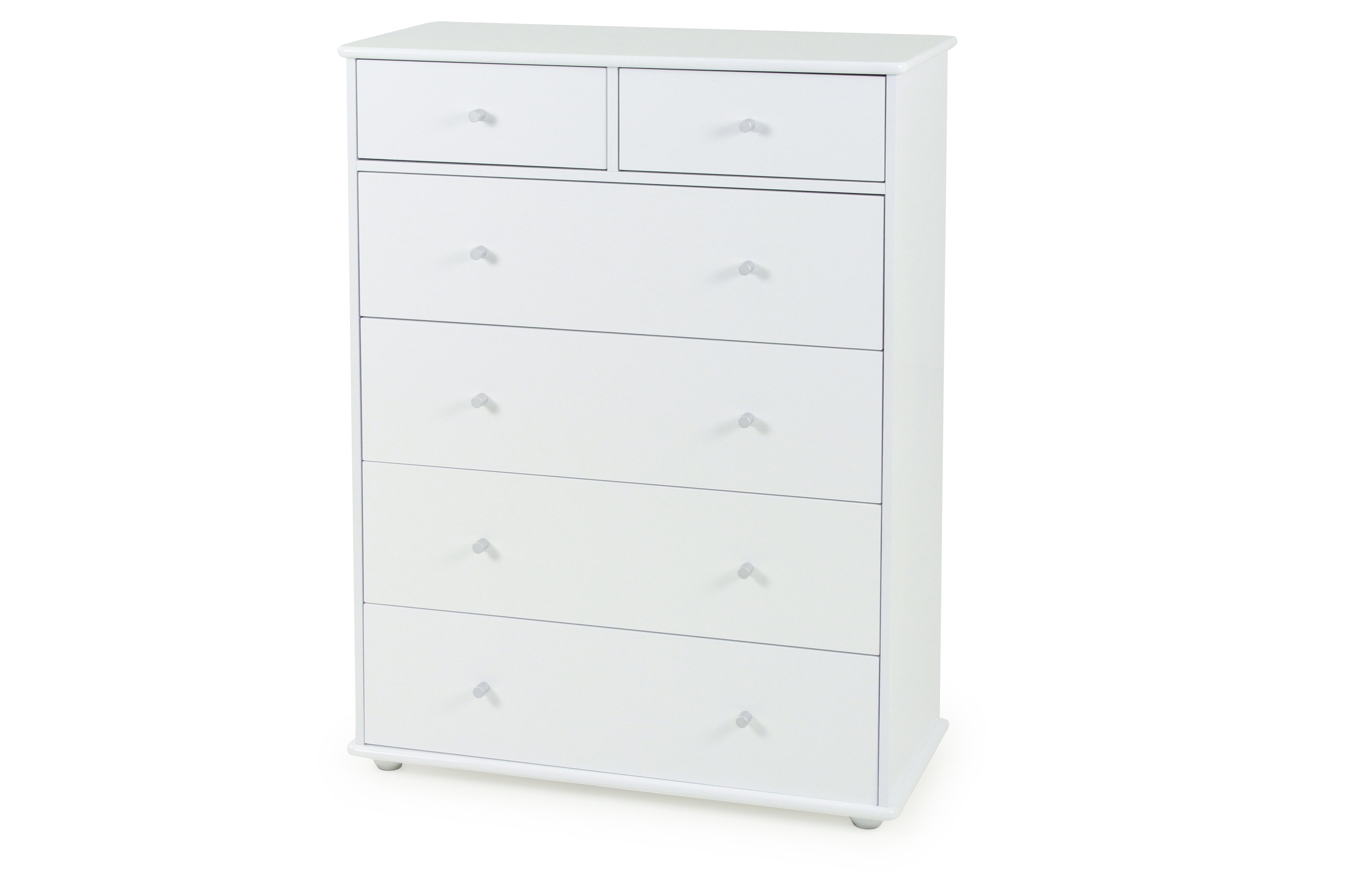 Carnival Tallboy White - Five Spilt Drawers