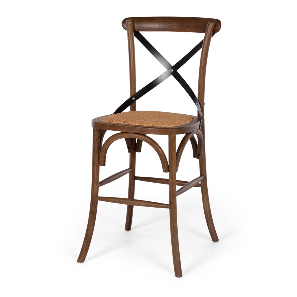 Villa X-Back Barstool Deep Oak Rattan Seat