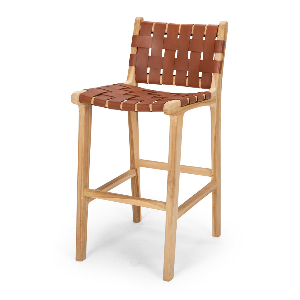 Indo Woven Highback Barstool Tan