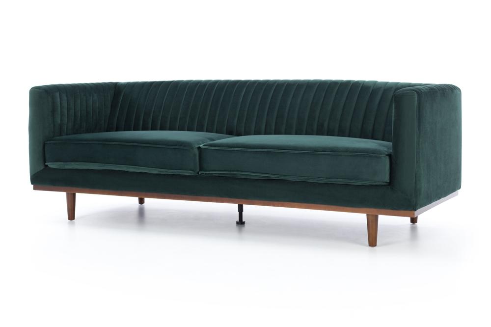 Madison Three Seater - Dark Green Velvet