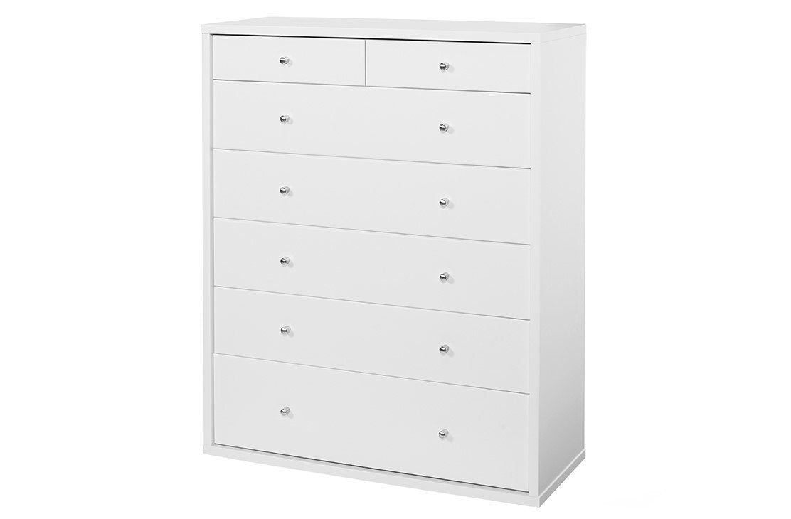 Cosmo Tallboy White - Seven Drawers