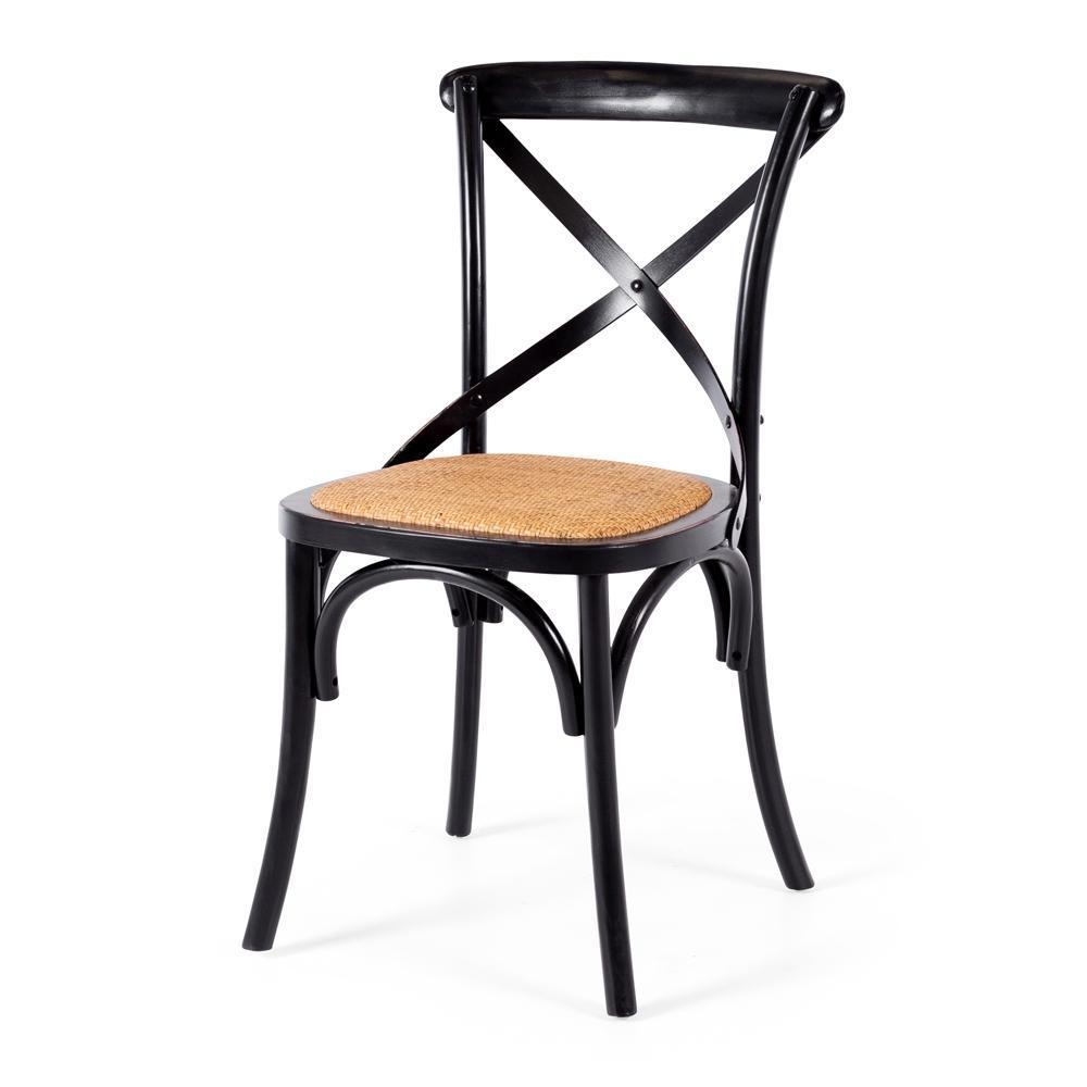 Villa X-Back Chair Aged Black Rattan Seat
