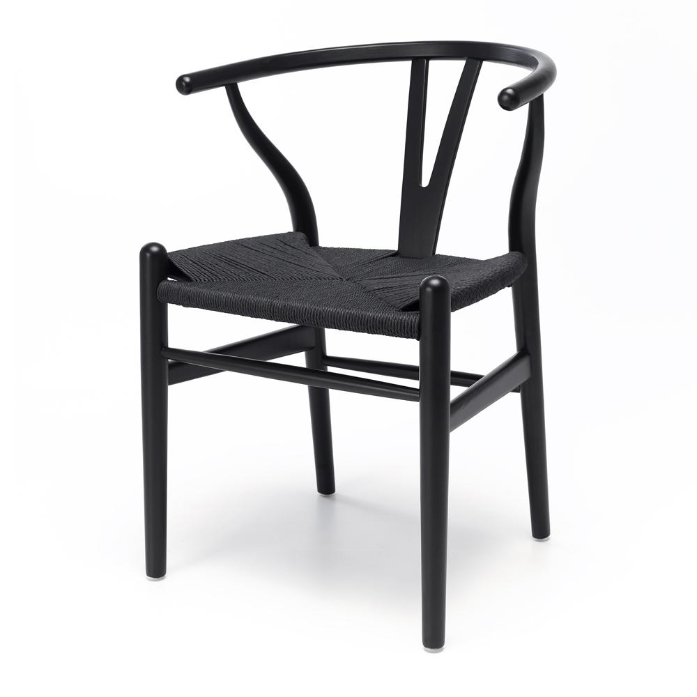 Wishbone Chair Black Oak Black Rope Seat